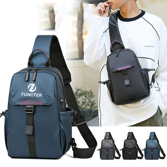 Waterproof PU Leather Sports Chest Bag Crossbody