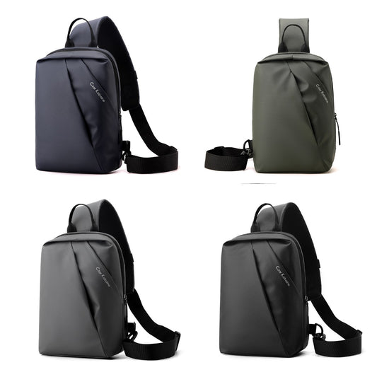Waterproof PU Leather Sports Chest Bag Crossbody Multi Compartment Shoulder Bag