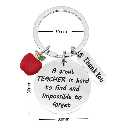 Custom Engraved Metal Round Key Chain W/ Apple