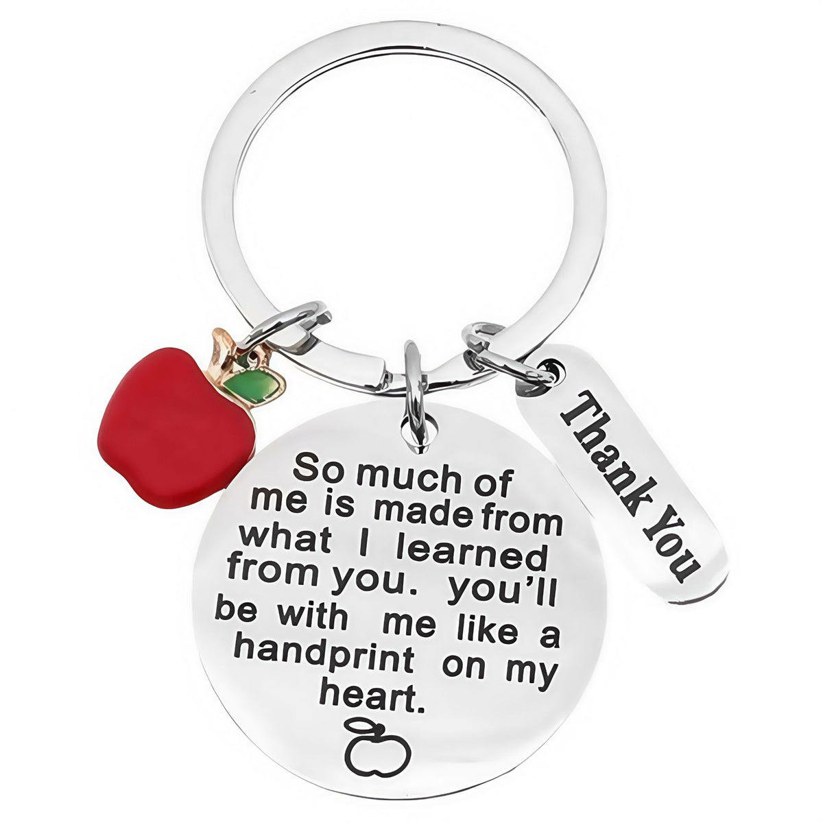Custom Engraved Metal Round Key Chain W/ Apple