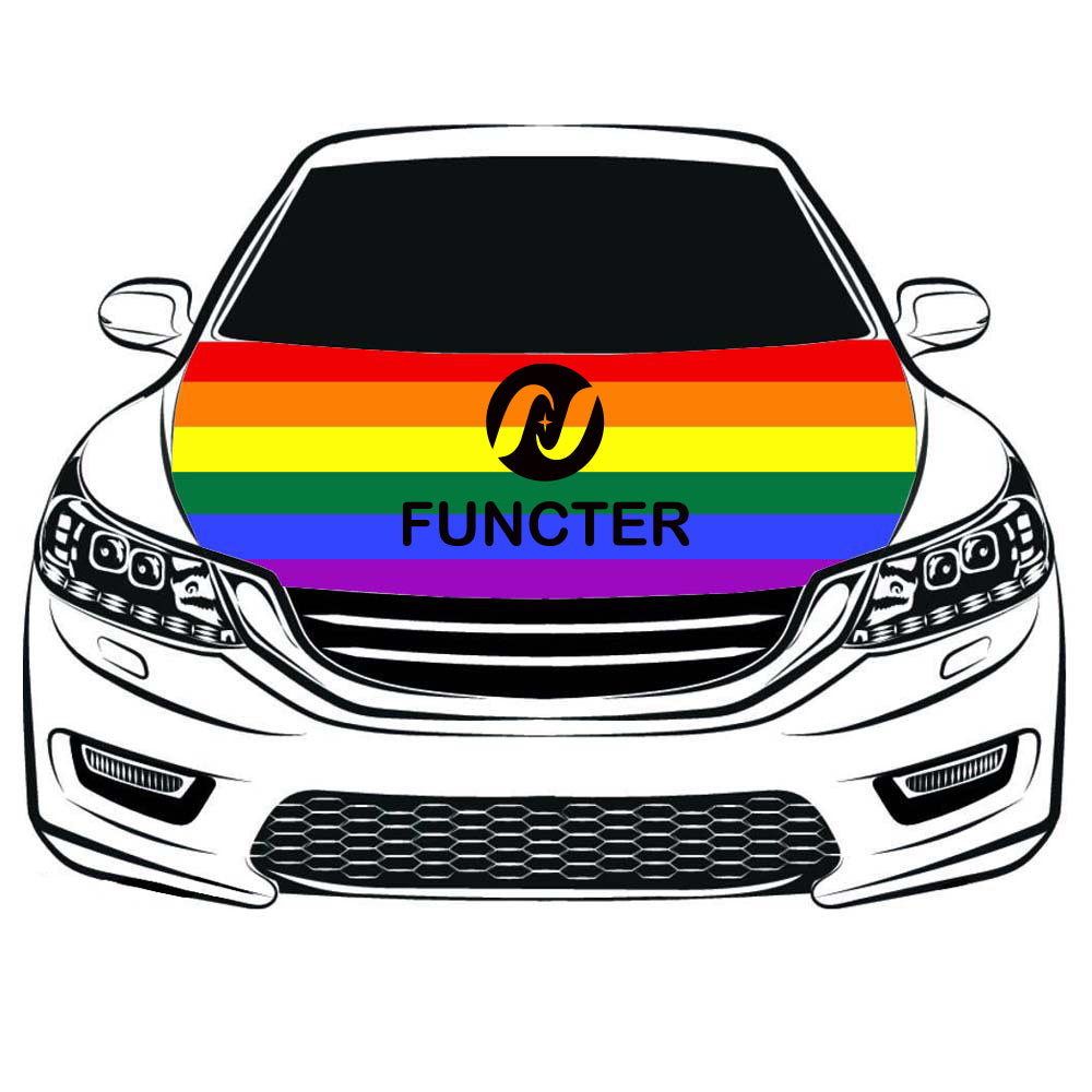 Car Flag Hood Cover Rainbow Pattern