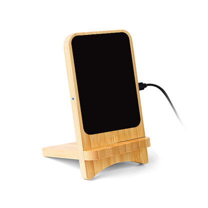 Bamboo Flashing LED Light Up Wireless Charger W/ Phone Stand