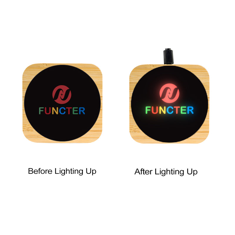 Bamboo Full Color Flashing LED Light Up Wireless Charger