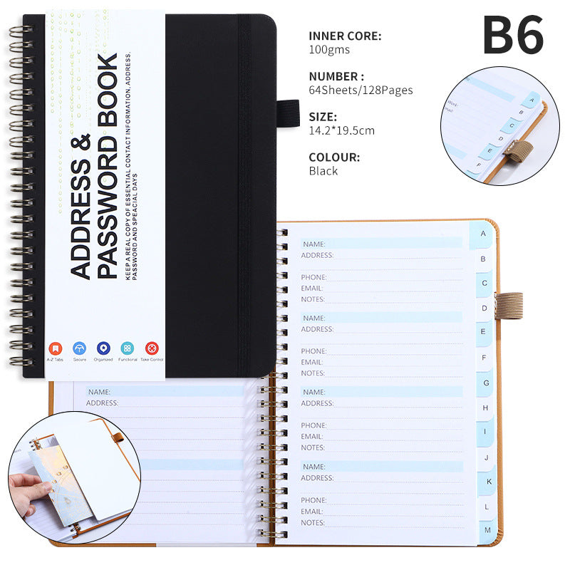 B6 Journal Double Spiral Notebook W/ Pen Loop