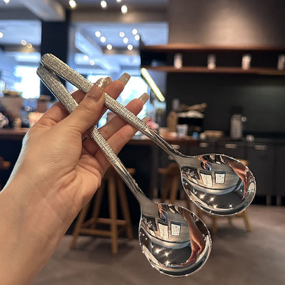Mesh Stainless Steel Soup Spoon