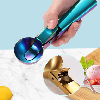Metal Ice Cream Scoops with Trigger, Stainless Steel Ice Cream Digger Fruit Ice Ball Maker(Large)