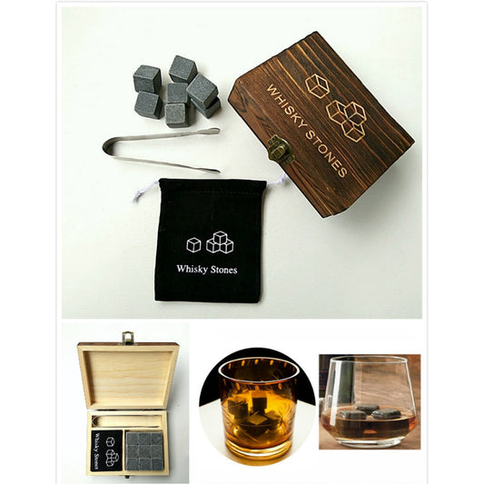 Whiskey 9 pcs Stones Wood Box Gift Set